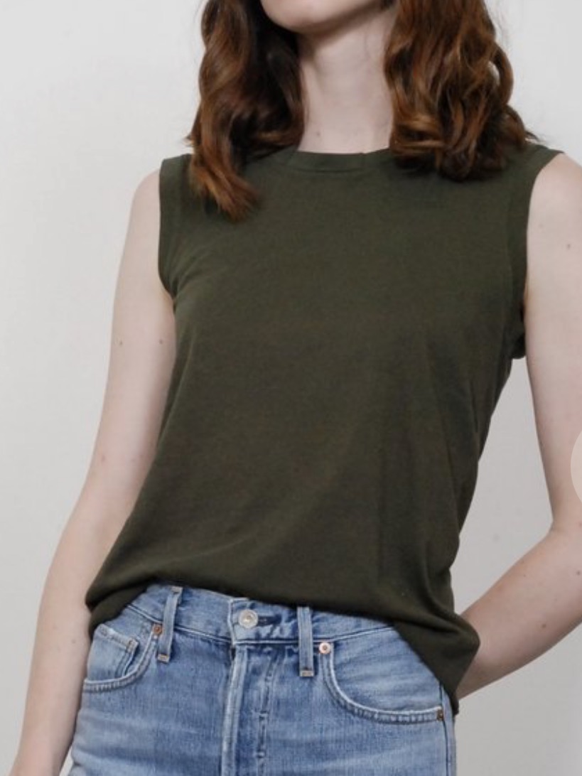 Nili Lotan Muscle Tee In Army Green Size M
